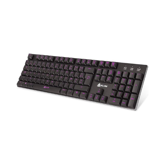 KLIM Dash - Low Profile Mechanical AZERTY Keyboard with Red Switches for Cultivated Professional Users and Gamers - RGB Colours - Full Customizability