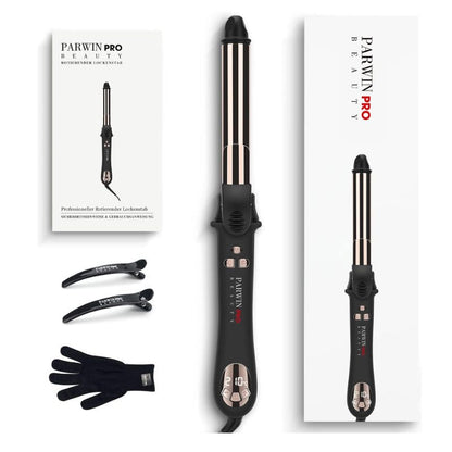 360° Rotating Automatic Hair Curler, PARWIN PRO BEAUTY 25MM Hair Curling Wand, Nano Titanium Coating Curling Tongs, Rotating Curling Iron with LCD Display