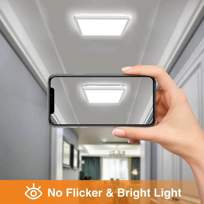 slochi 2 x LED Ceiling Light, 20 W Ultra Thin Ceiling Light Flat 2.4 cm, 5000 K Cool White, LED Ceiling Light Square for Bedroom, Living Room, Bathroom, Balcony, Hallway, Kitchen, Entrance