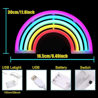 XIYUNTE Neon Rainbow Light, Cute Led Rainbow Neon Signs for Wall Decor, USB or Battery Powered Rainbow Neon Lights for Bedroom, Colorful Rainbow Led Lights for Girls Room, Dorm, Party, Wedding