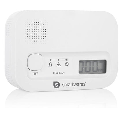 Smartwares FGA-13041 Carbon Monoxide Detector, 10 Year Sensor, Digital Screen, Display and Test Button