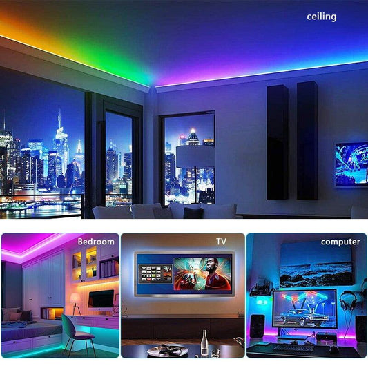 LED Strip Light RGB 5050 60SMD Flexible Ribbon led light strip RGB 5 Meter Tape Diode DC 12V+ Remote Control + Adapter