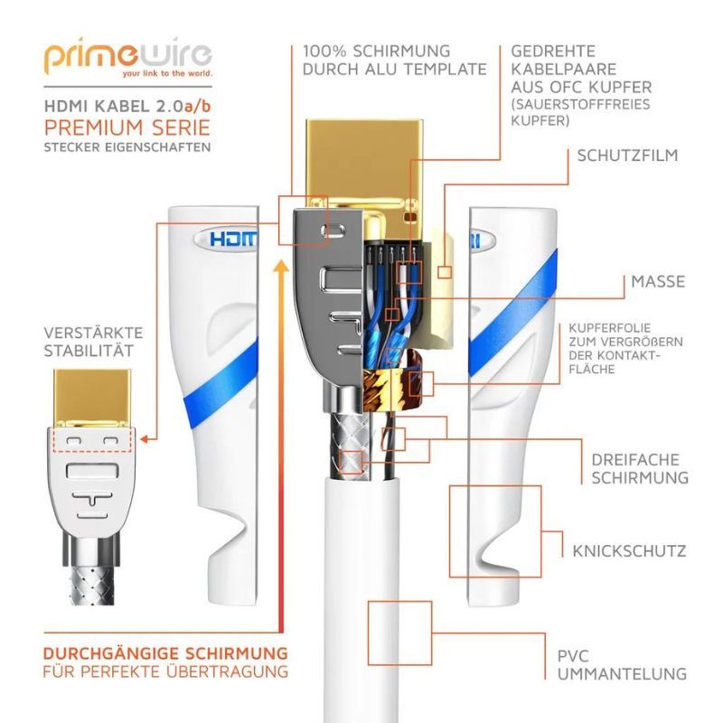 Primewire 8k HDMI-Kabel 2.1, Ultra HD Highspeed 4K 60Hz, Full HD, 3D, ARC, 18 GBit/s, HDMI Typ A - 10m