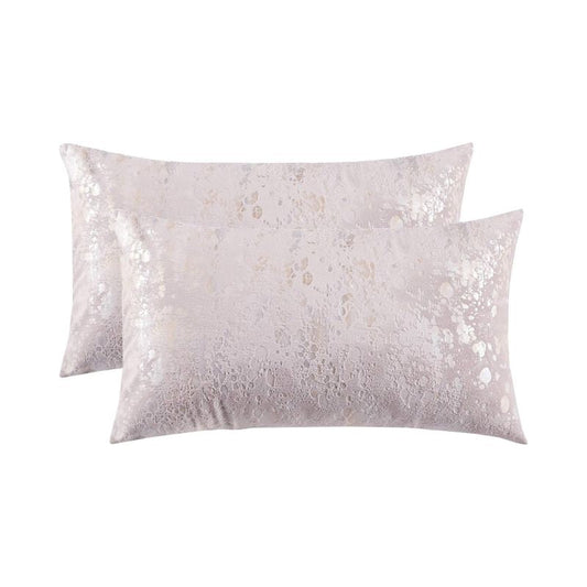 OMMATO Velvet Cushion Covers 12 x 20 inch Square Soft Decorative Pillow Covers Silver Gold Print for Couch Bed Living Room 30cm x 50cm Pack of 2 Deep Blush