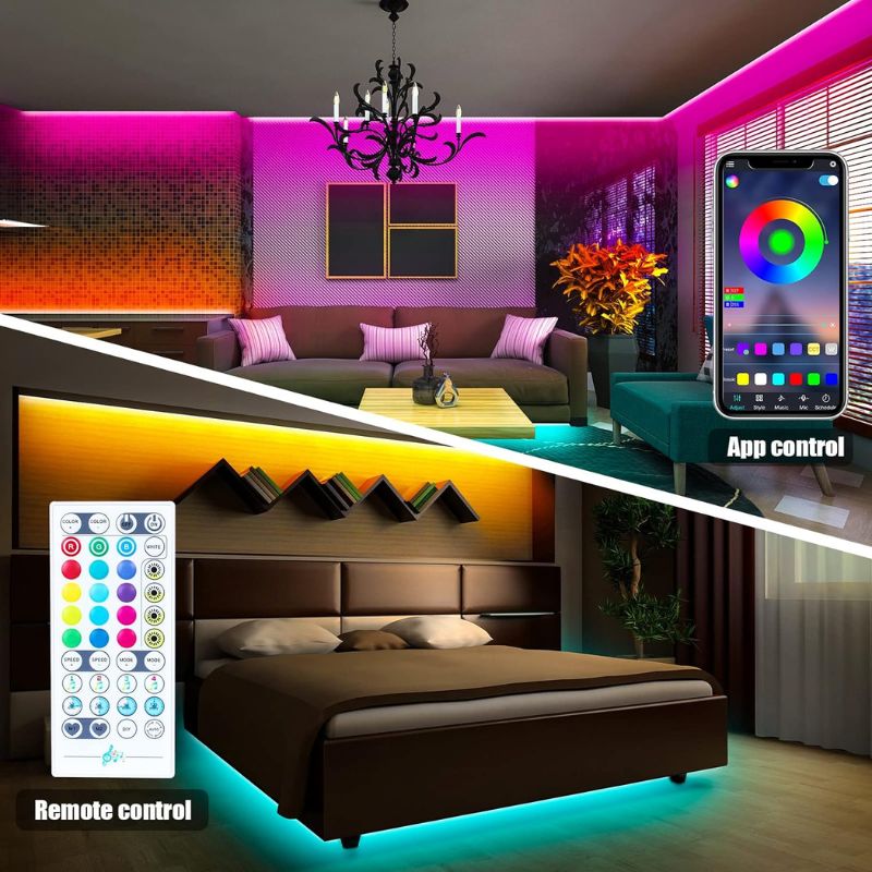 PANGTON VILLA Led Strip Lights with Remote, 12.2m APP Control Led Lights for Bedroom, Room, Home RGB 5050 Color Changing Led Lights