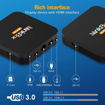 NinkBox Android TV Box Android 13.0, 【4G+64G】TV Box with Bluetooth 4.0, RK3528 Quad-Core 64bit Cortex-A55, Android TV Box with LAN100M and Wi-FI 2.4G/5G TV Box 4K Android TV Box