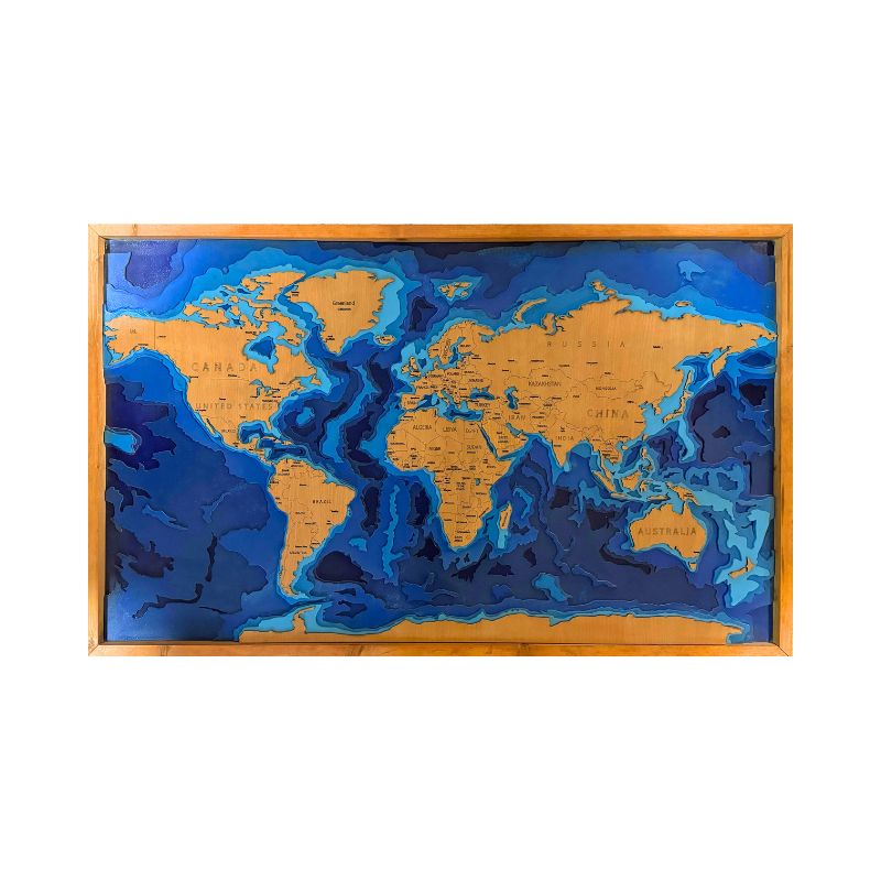 3d Multilayered World Map 2.3x3.8 foot wall art