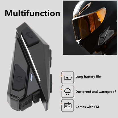 Motorcycle Bike Helmet Earpiece Hands Free Noise Reduction Waterproof Wireless Motorcycle Earpiece for Motorcycle Riding/Snowmobile/Cycling/Sports