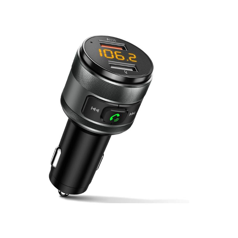 Bluetooth 5.0 FM Transmitter for Car, 3.0 Wireless Bluetooth FM Radio Adapter Music Player FM Transmitter/Car Kit with Hands-Free Calling and 2 USB Ports Charger Support USB Drive