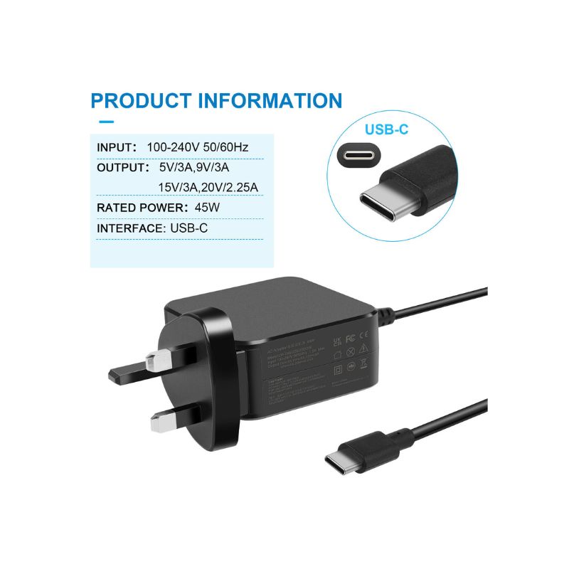 USB-C Type-C AC Adapter Power Supply Charger For all HP Laptop/Tablet