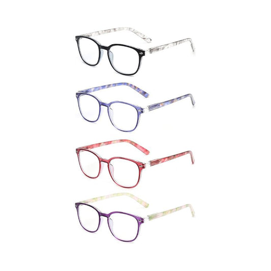 JM Reading Glasses Set of 4 Quality Spring Hinge Readers Men Women Glasses for Reading +0.5 Mix Color