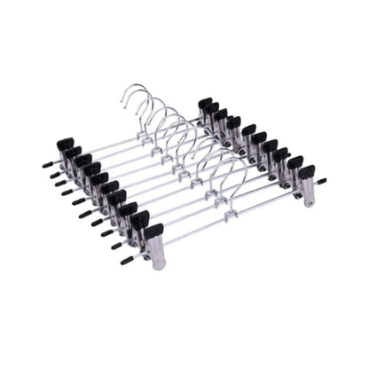 9PCS Stainless Steel Trousers Rack Clip Anti-slip Clothespin Pants Clamp Clothes Hanger Style:As shown