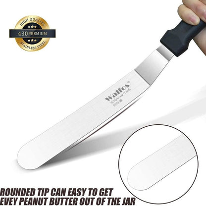 Angled Icing Spatula Cake Decorating, WALFOS Stainless Steel Blade Spatulas Baking and Pallet Knife for Cake Decorating - Multipurpose Use for Home, Bakery or Kitchen(15 cm)