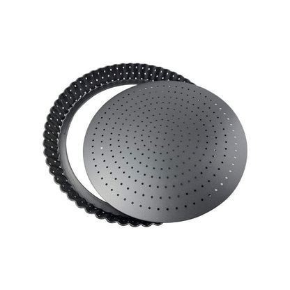 SONSMER Non-Stick Tart and Quiche Pan with Holes, 9 Inch Perforated Tart Pans with Removable Loose Bottom, Round Versatile Fluted Pie, Pizza Flan Pan, Cake Mould, Perforated Tray