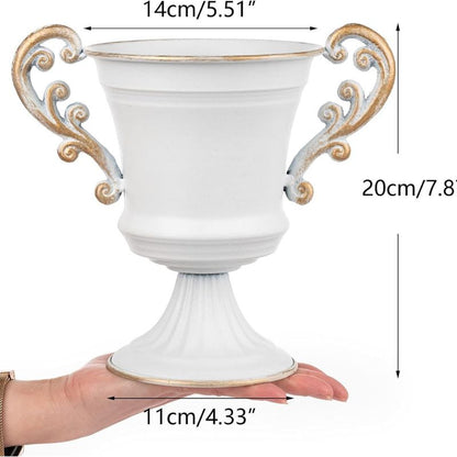 Flower Vases Wedding Centrepieces Vase - 2 Pcs White Vase Flower Holder, Decorative Centerpiece Artificial Flower Arrangements for Anniversary Ceremony Birthday Party Aisle Home Office Decor