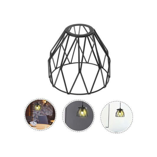 DOITOOL 4pcs lampshade vintage lantern black hanging light fixture metal lamp shade wire lamp cage iron art lamp shade metal bulb cage Wrought Iron Lamp Shade Clever Iron Lamp Shade indoor