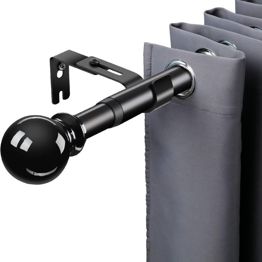 1 Inch Adjustable Curtain Rods, 34-52 inch Decorative Window Curtain Rod Set with Bracket，Sturdy Black Drapery Curtain Rod Suitable for Kitchen Bedroom Window Office (34” to 52”, Black)