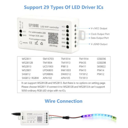 ERSONO SP108E LED Wifi Magic Controller WS2812B WS2813 Etc LED Strip Module Light Smart APP Wireless Control IOS 10/Android 4.4 DC5-24V