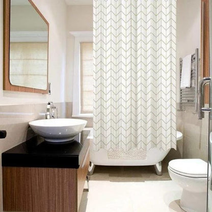 Ansio Shower Curtain Mold- Mildew Resistant 71 x 71 Herringbone pattern