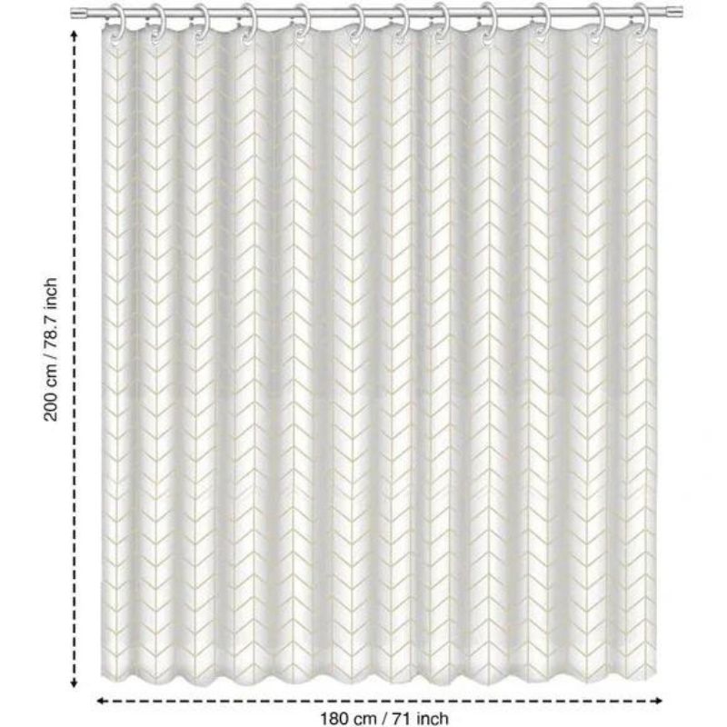 Ansio Shower Curtain Mold- Mildew Resistant 71 x 71 Herringbone pattern