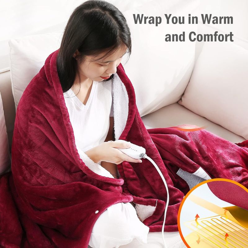 whole body electric heated throw blanket LMTH-B-301 red 130x180cm