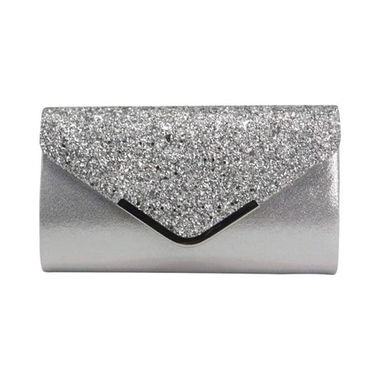 JHYS Ladies Party Bag,Leather Sparkling Evening Clutch Purse Women Designer Handbag Wedding Party Women Evening Handbag Bridal Clutch Bag (Silver)