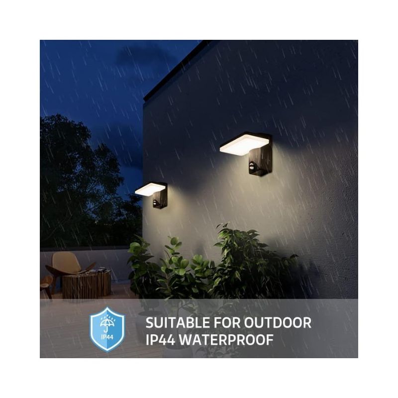 FLORNIA Gray Outdoor Wall Light with Motion Sensor, 800LM 12W 4000K IP44