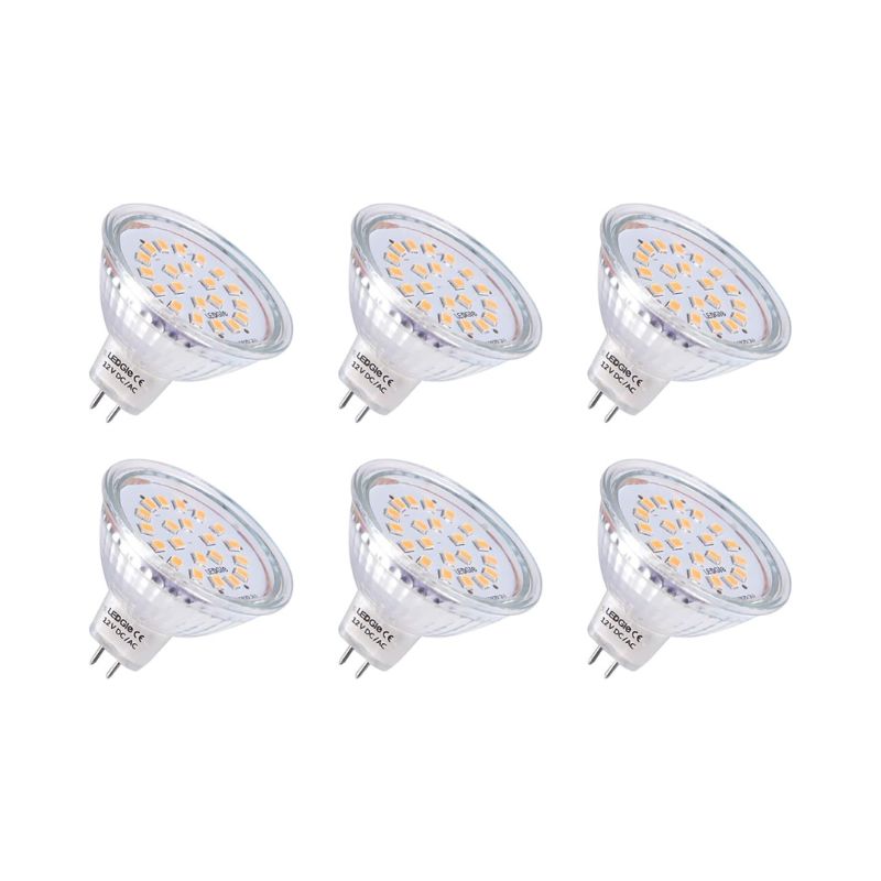 LEDGLE 3.8W GU5.3 MR16 LED Spotlight Lamp A+ Warm White LED Reflector Replaces 50W Halogen Lamp 21LEDs LED Spotlight 12V GU 5.3 LED Bulb 6Pcs