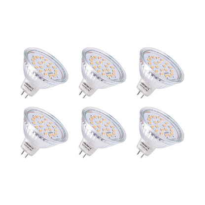 LEDGLE 3.8W GU5.3 MR16 LED Spotlight Lamp A+ Warm White LED Reflector Replaces 50W Halogen Lamp 21LEDs LED Spotlight 12V GU 5.3 LED Bulb 6Pcs