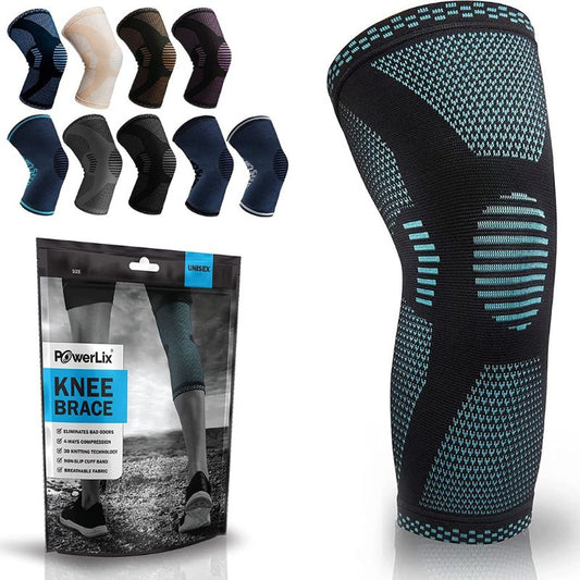 PowerLix Compression Knee Sleeve - Knee Brace for Men & Women – Knee Support for Running, CrossFit, Basketball, Weightlifting, Gym, Workout, Sports etc