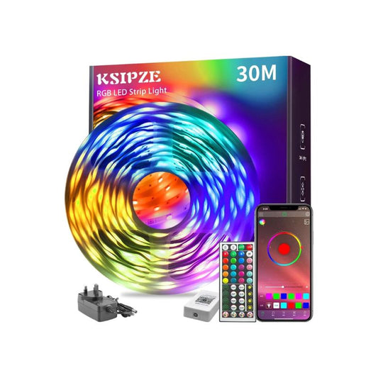 KSIPZE 30m Led Strip Lights RGB Music Sync Color Changing, Bluetooth Led Lights