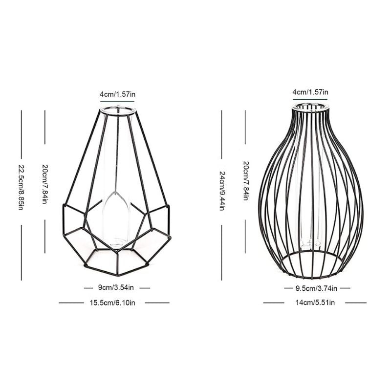 Metal Rack Stand Clear Flower Vase