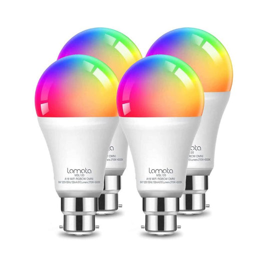 lomota Smart Bulb Alexa Light Bulbs, B22, 9W, Energy Saving WiFi Led Bulb with Colour Changing Light, Dimmable (Warm/Cool) Smart Bulbs Works with Alexa, Google, APP or Voice Control, 4 Pack