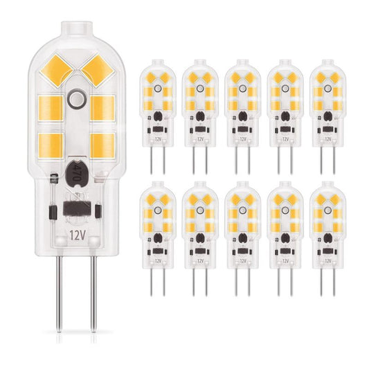 DiCUNO 10 Pack G4 1.5 W LED Lightbulbs 180 Lumen AC/DC 12 V Incandescent Bulbs Equivalent to 20 W Halogen