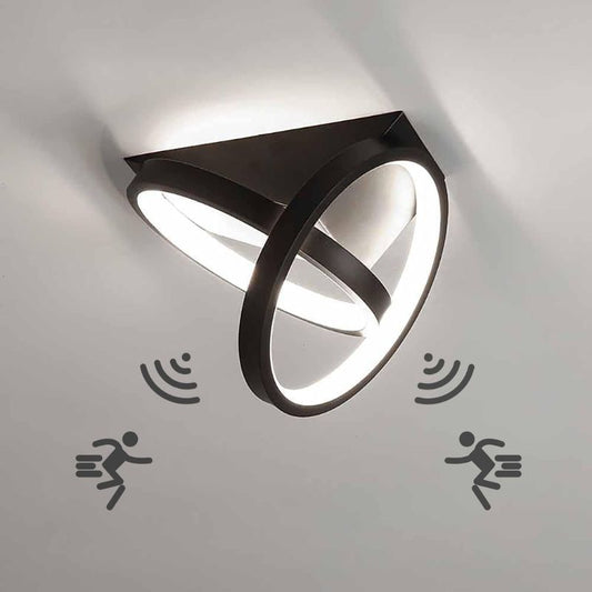 TRUYOK 26 W LED Ceiling Light with Motion Sensor Modern Ceiling Lamp with Dusk Sensor Indoor Light,Black 6000 K