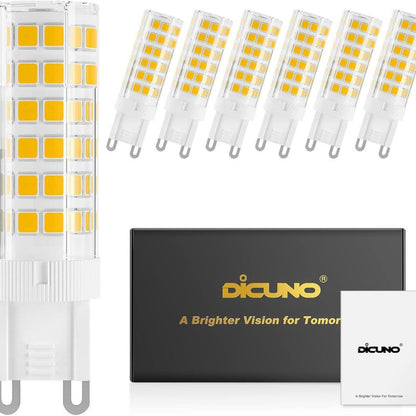 DiCUNO G9 LED Bulb 6W, Warm White, Non-Dimmable, 6-Pack