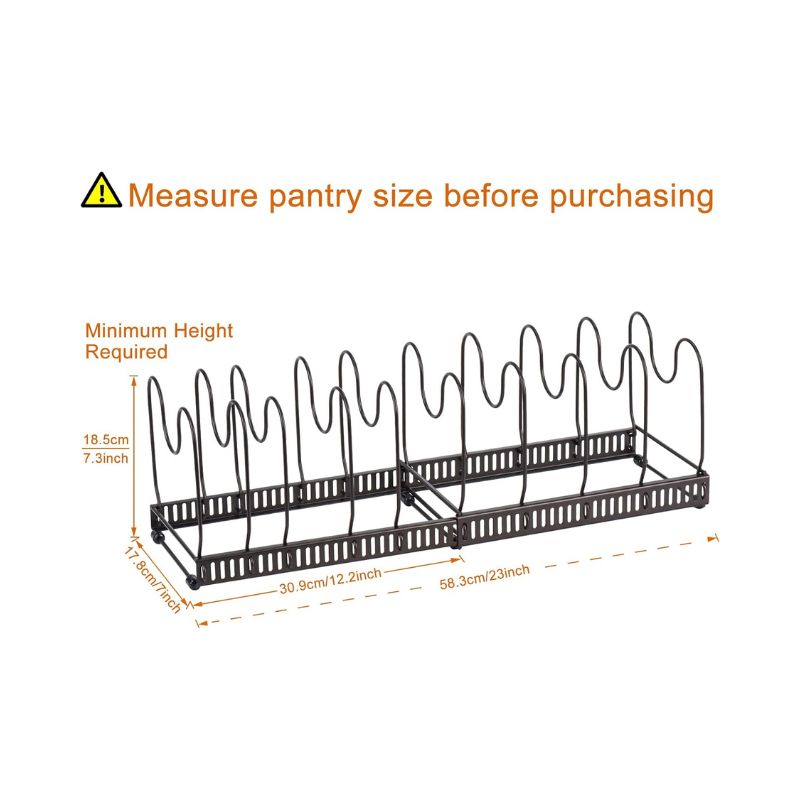 Toplife 10+ Pans Expandable Pans Organizer Rack, 10 Adjustable Compartments, Pantry Cabinet Bakeware Lid Plate Holder