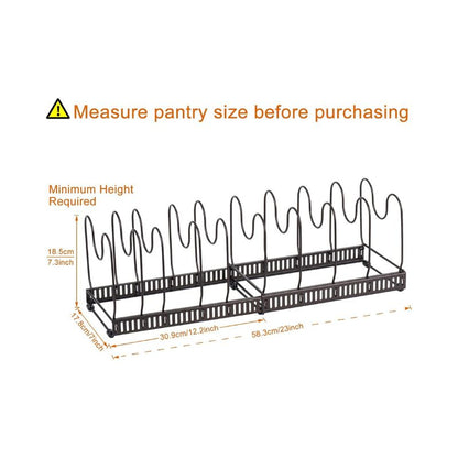 Toplife 10+ Pans Expandable Pans Organizer Rack, 10 Adjustable Compartments, Pantry Cabinet Bakeware Lid Plate Holder