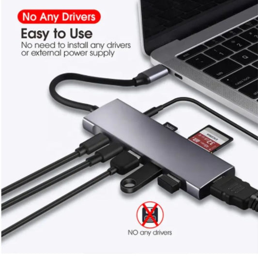 9 In 1 Usb Type C Adapter Hub, With Hdmi-compatible 4k Pd Gigabit Ethernet Vga Usb3.0 Audio Sd/tf Ports Expander, For Windows