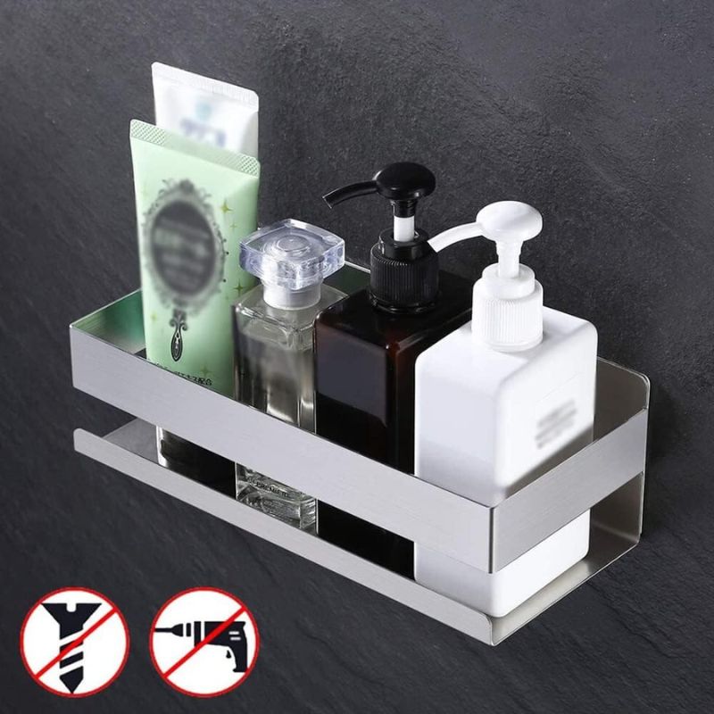 Exquisite Bathroom Shelf Shower Caddy Self-adhesive Stainless Steel Shower Shelf