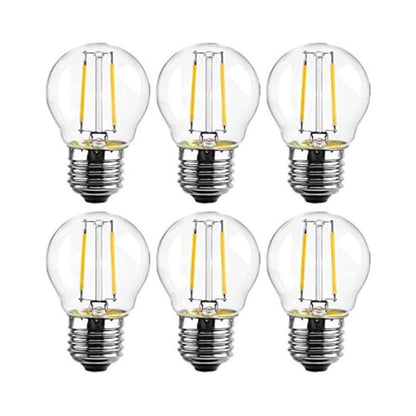 6PACK LED Vintage EDISON Bulb G45-2W LED Light Filament Bulb, Globe Shape E26 Base, Glass Cover, Clear Warm White 2700K, LED Edison Bulb