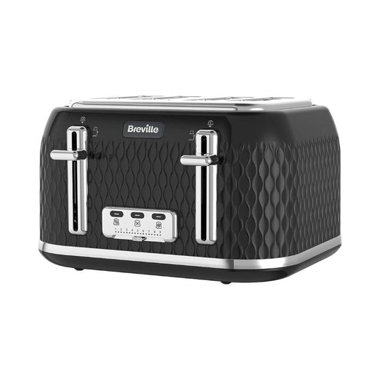 Breville [VTT786]Curve 4-Slice Toaster with High Lift and Wide SlotsBlack & Chro