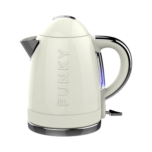 FUNKY Retro Kettle, Large 1.7L Capacity, 3kw Fast Boil with Easy Pour - Cream