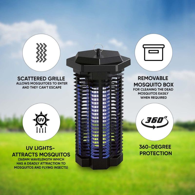 Indoor Outdoor Bug Zapper | MW12 Insect/Bug Killer | 360 Protection | Pets/Kids Friendly| UV Lamp | Black Colour