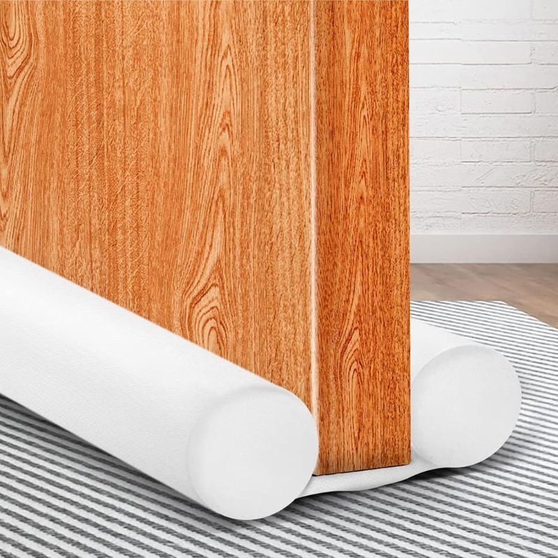 MAXTID Twin Door Draft Stopper Door Sweep Weather Stripping for Under Door Draft Blocker Dust and Noise Insulation Door Gap Blocker White 5pcs