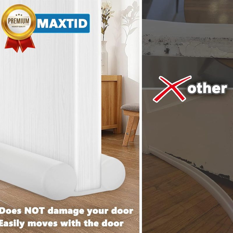 MAXTID Twin Door Draft Stopper Door Sweep Weather Stripping for Under Door Draft Blocker Dust and Noise Insulation Door Gap Blocker White 5pcs