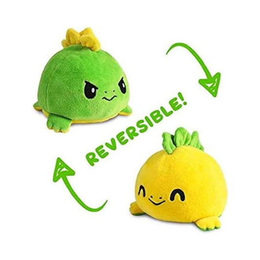 The Original Reversible Dinosaur Plushie - Green + Yellow Stegosaurus - Cute Sensory Fidget Stuffed Animals That Show Your Mood