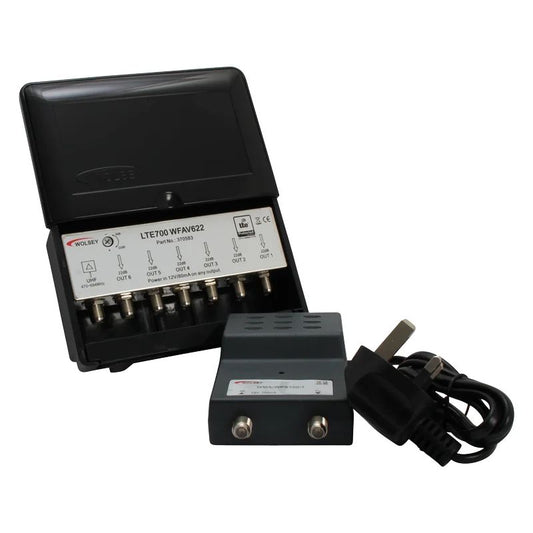 Wolsey LTE 700 WFAV 622 1 In 6 Out F-Connector Masthead Amplifier and Power Supply Kit.