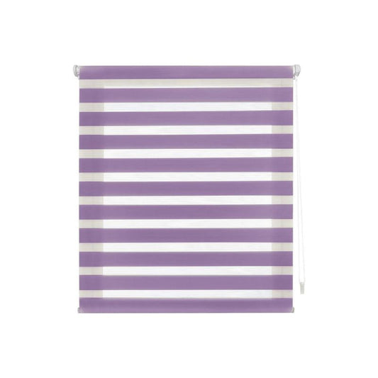 Blindecor - Indus "NO TOOLS REQUIRED". Double layered roller blind, Night and Day. Purple. 47x180 cm