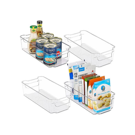 Golden Bird Clear Plastic Pantry Organizer Bins set,food Storage Bins with Handle For Refrigerator,Fridge,Cabinet,Kitchen,Countertops,Cupboard,BPA free,6 Pcs set (SMALL)